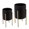 Kingston Living Set of 2 Black and Gold Textured Standing Planters 23"